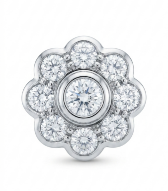 Elegante pendientes rosetón de oro blanco con diamantes ideal para novias e invitadas