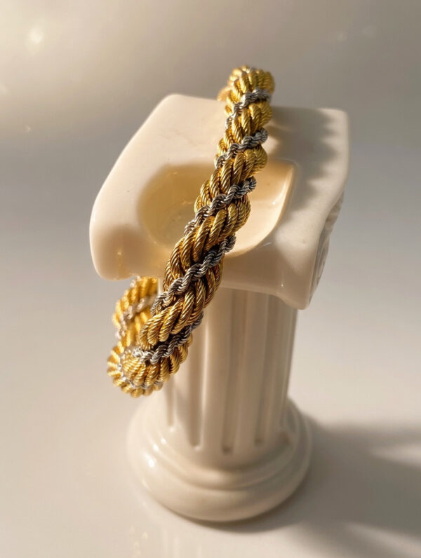 Pulsera cordón bicolor de oro