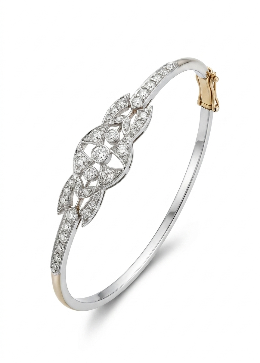 Pulsera de oro con diamantes con un diseño contemporáneo