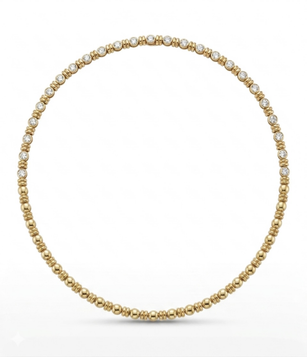 Sofisticada gargantilla de oro con diamantes