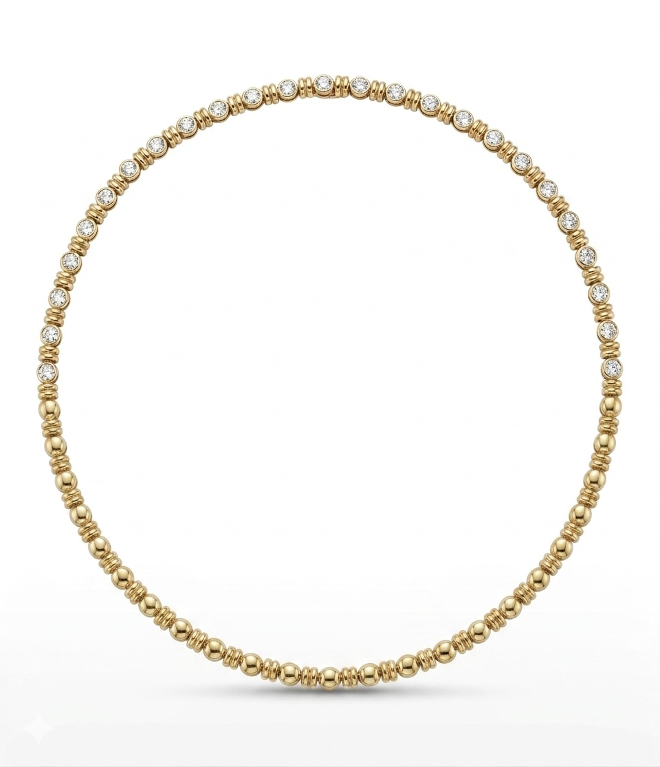 Sofisticada gargantilla de oro con diamantes