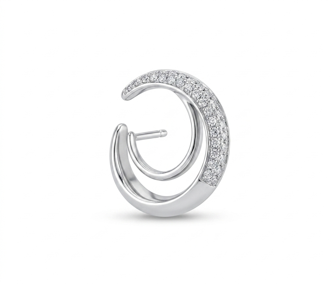 Pendientes de oro blanco con diamantes con forma ovalada